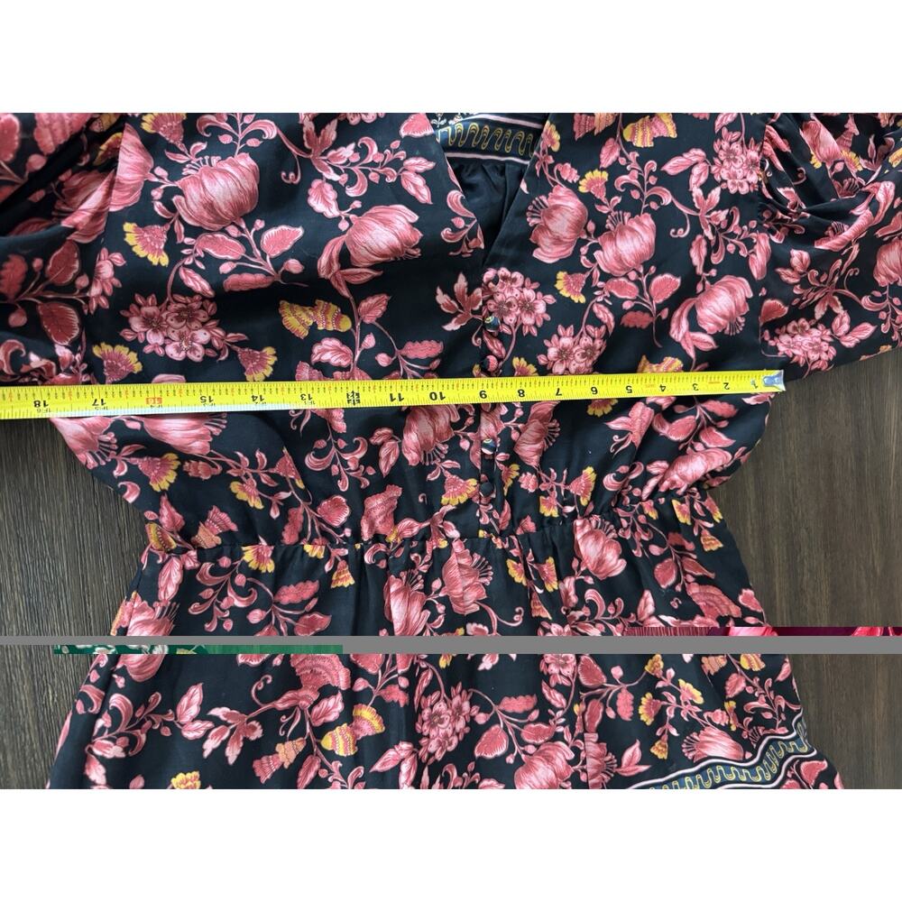 Alice + Olivia Floral Mini Dress Women’s 6 Mandarin Collar Balloon Sleeve Sedona - Picture 12 of 13